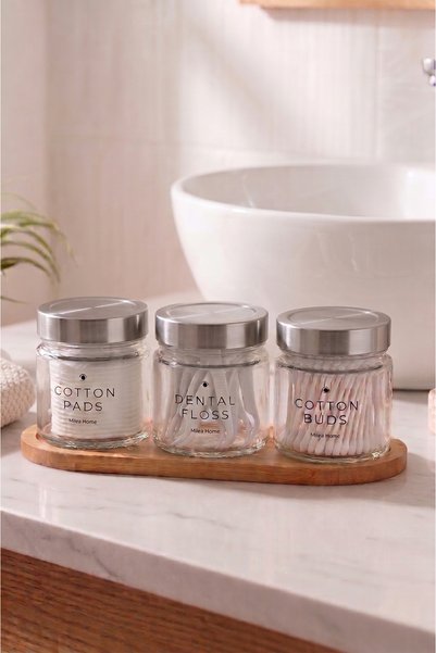 Milea 3-piece bathroom organizer set with stand