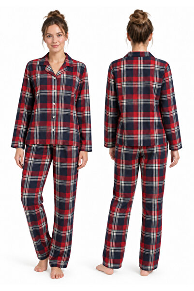 Generic Brand Pijama pentru femei SF Women, cămașă și pantaloni lungi în caro...