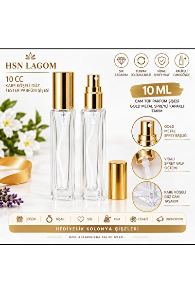 HSN LAGOM 10 CC KARE KÖŞELİ DÜZ TESTER BOŞ PARFÜM ŞİŞESİ - CAM KALEM PARFÜM Ş...