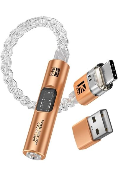 Yinyoo محول سماعات رأس USB C إلى 3.5 مم مع شريحة CX31993 MAX97220 مزدوجة ومحو...