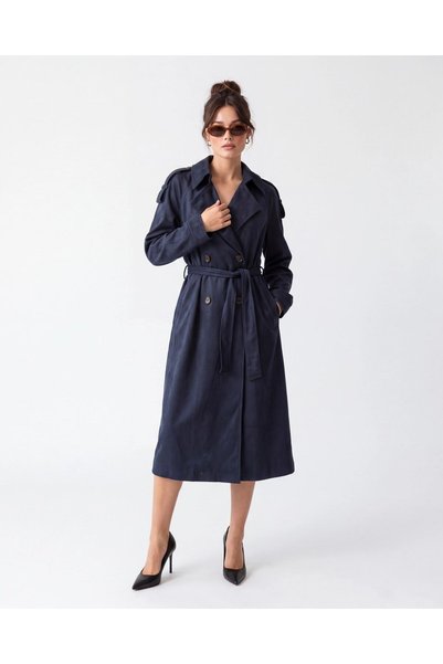 Womengrom Fame Women's Belted Suede Trench Coat
