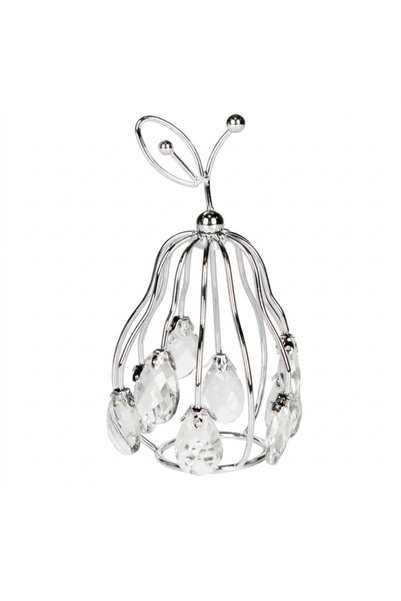 Herdekora Dekoratif Metal Armut Kristal Taşlı Gümüş 9x16 Cm.