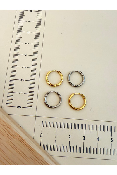 zadenza gold 316l surgical steel 1.6mm*10mm steel hoop earrings - set of 4