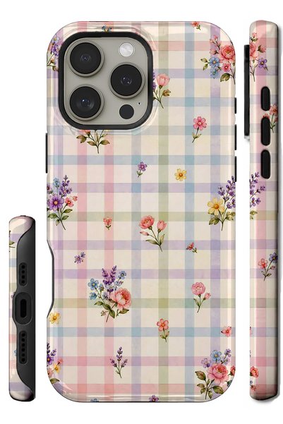EDELFU Compatible with iPhone 12 Pro Max - Pastel Gingham, Double Layer Cover...