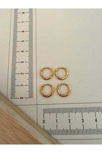 Rupen Kraft 316 L Surgical Steel 1.6Mm*8Mm Steel Hoop Earring Gold 4 Pieces