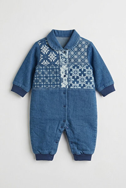 zumino Kız Bebek Etnik Desenli Polo Yaka Çıtçıtlı Tulum