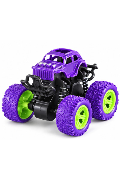 Generic Brand Mașinuță Monster Truck off-road cu propulsie prin fricțiune, roți mari, mov și verde