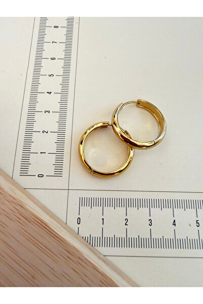 zadenza gold 316l surgical steel 5mm*20mm domed steel hoop earrings gold