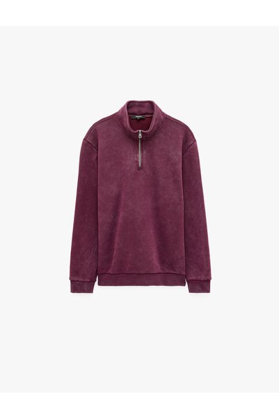 Koton Comfortable Fit Washable Long Sleeve Half-Zip Sweatshirt