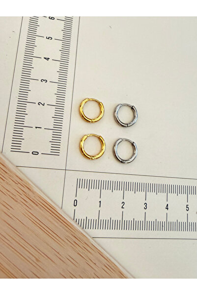zadenza gold 316l surgical steel 1.6mm*8mm steel hoop earrings - set of 4
