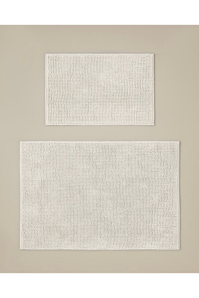 English Home Macaroni Kaydırmaz Taban Banyo Paspası Seti 60x90 + 40x60 cm Ekru