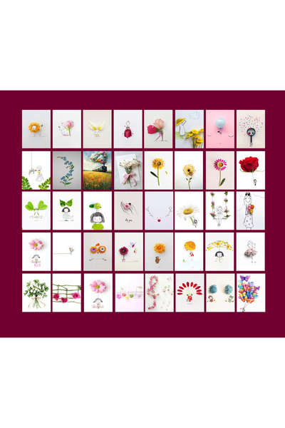 TELLGRAF Flowers Themed Postcard Set (10X15 cm 40 Pieces)