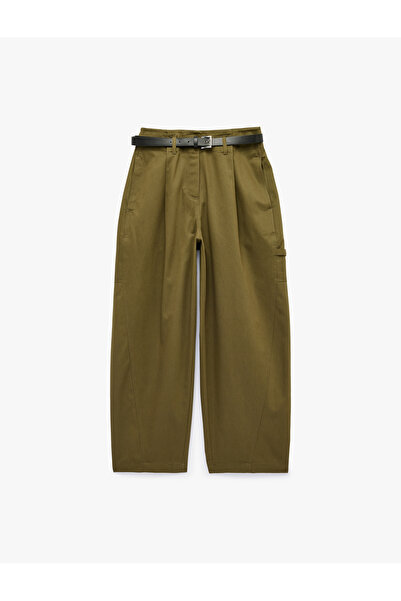 Koton Kemerli Kargo Cepli Gabardin Barrel Pantolon
