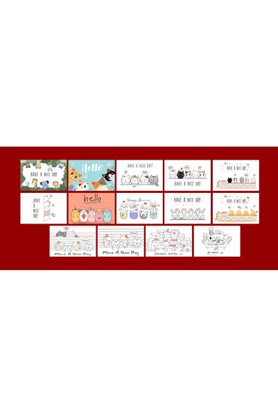 TELLGRAF Drawing Themed Postcard Set (10X15 cm 14 Pieces)