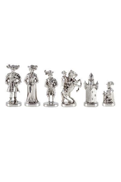 Manopoulos Piese de șah metalice Cavaleri medievali, mari (rege 9,7 cm)