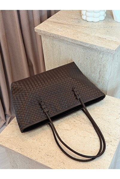 Remy Bags Kahve Örgü Desen Baget Çanta