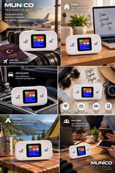 SIM Kart Takılabilir Taşınabilir WiFi Router LTE Mobil İnternet Modemi Çoklu Cihaz Bağlantılı