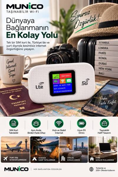 LTE Taşınabilir WiFi Router SIM Kart Takılabilir Kablosuz Mobil İnternet Paylaşım Modem