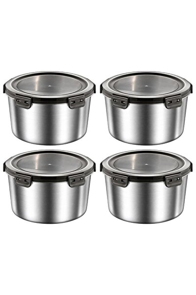 Chavin 4 Pieces 304 Steel 1100 ml Round Food Fruit Meat Refrigerator Nutritio...