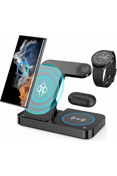 Generic محطة شحن لاسلكية لـ Galaxy S25 S24 S23 S22 Z Flip 7 Fold 6، شاحن محمو...