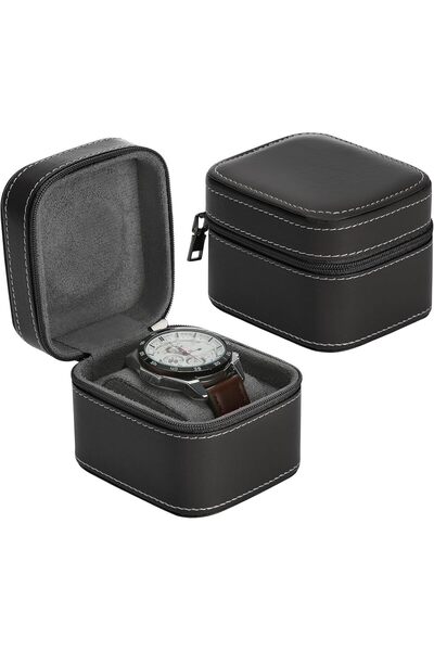 Generic Single Watch Box for Men and Women, Portable Travel Watch Case with Z...