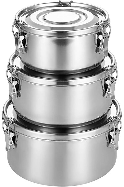 AZONEE Stainless Steel Food Storage Containers, 3 Sizes Stainless Steel Snack...