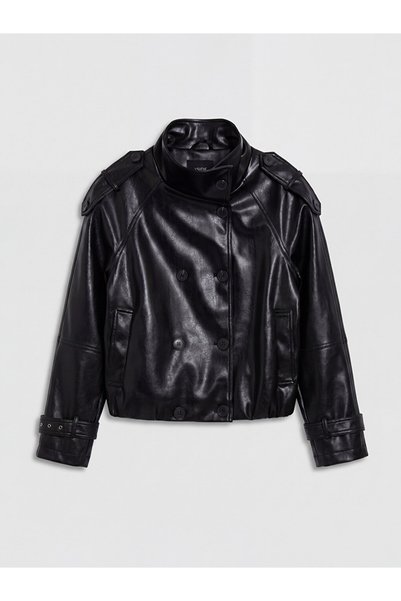LC Waikiki Xsided high neck women's faux leather jacket