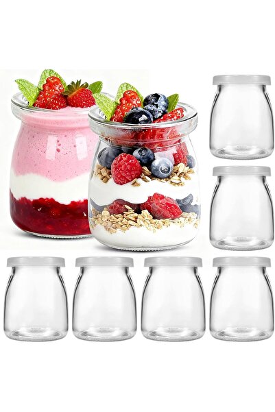 Generic 6 قطع من الأوعية الزجاجية سعة 150 مل مع أغطية بلاستيكية، زجاجات تخزين...