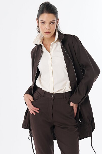 KYR Non Denim Jacket with Epaulet Detail, Brown