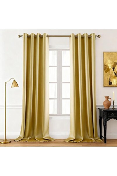 GENERAL ستائر HOMEIDEAS من قطعتين باللون الرمادي الفضي من الحرير الصناعي، ستا...