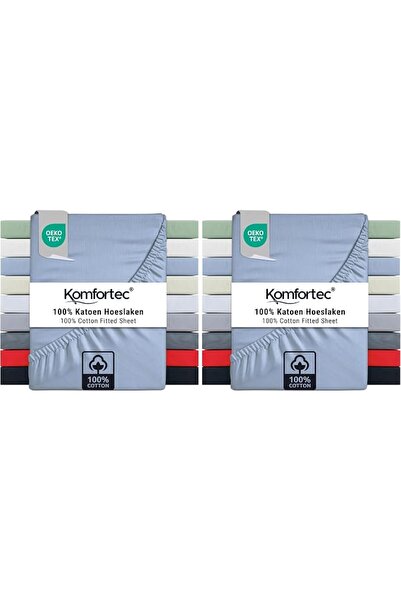 Komfortec Jersey fitted sheet 200 x 200 cm, 100% cotton, white