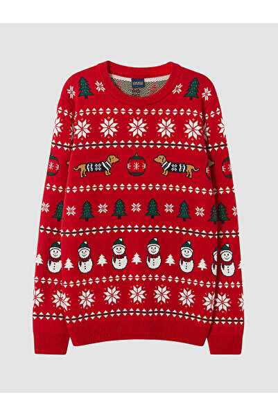 LC Waikiki Rmz Gi̇yi̇m Farki̇yla New Year's Themed Boys' Knit Sweater