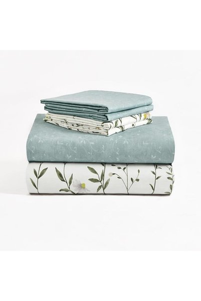 Master Home Textile طقم غطاء لحاف قطني بنقشة زهور، يناسب سرير كينج مقاس 200 ×...
