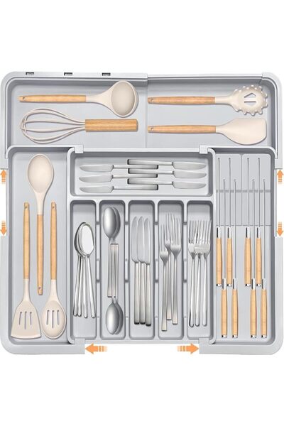 GENERAL YelaJoy Silverware Drawer Organizer for Kitchen, Adjustable Utensil D...