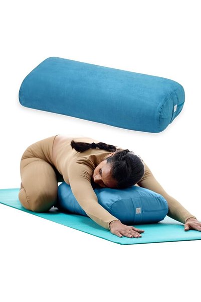 gaiam وسادة يوغا طويلة مستطيلة الشكل - وسادة تأمل مريحة لليوغا الاستعادةية