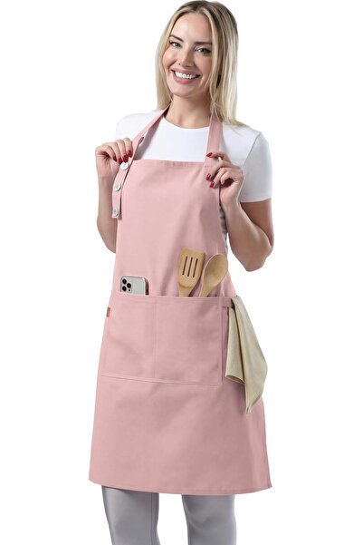 TOSHE Unisex Cotton Waterproof Bib 3 Adjustable Button Design Apron With Two ...