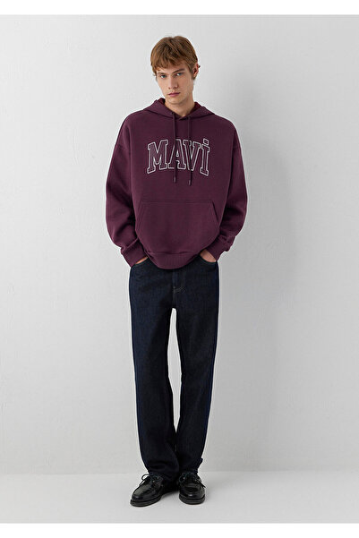 Mavi Logo Printed Hooded Purple Sweatshirt 067149-70434