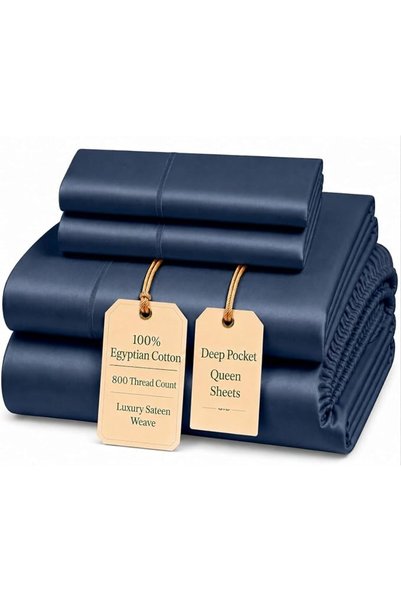 Chateau Cojusna مجموعة شراشف CHATEAU HOME COLLECTION مقاس كينج، قطن مصري 800 ...