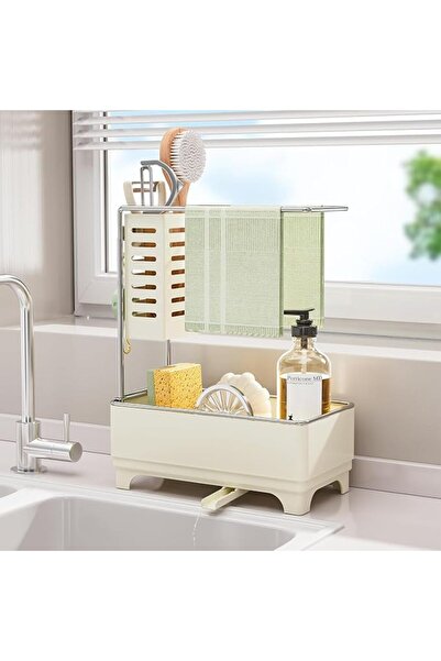 GENERAL Tzowq Kitchen Sink Organizer, 2-Tier Removable Sponge Holder with Dra...