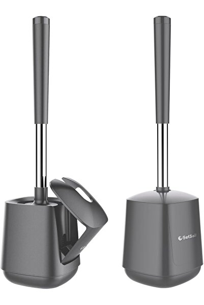 GENERAL SetSail Toilet Brush and Holder 2 Pack, Self Closing Lid Toilet Bowl ...