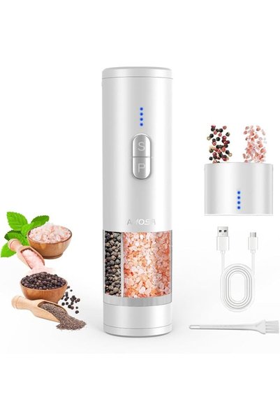 NIUBI Electric salt and pepper grinder set, with USB charging and dual-slot d...