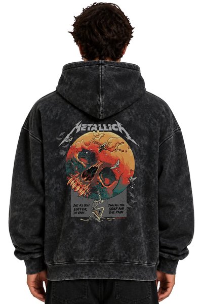 SEVBANO Hanorac cu glugă lavabil, unisex, supradimensionat, cu imprimeu Metal...
