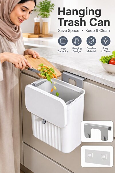 Generic White Plastic Hanging Wall Mounted Waste Bin Kitchen Bathroom Car Off...