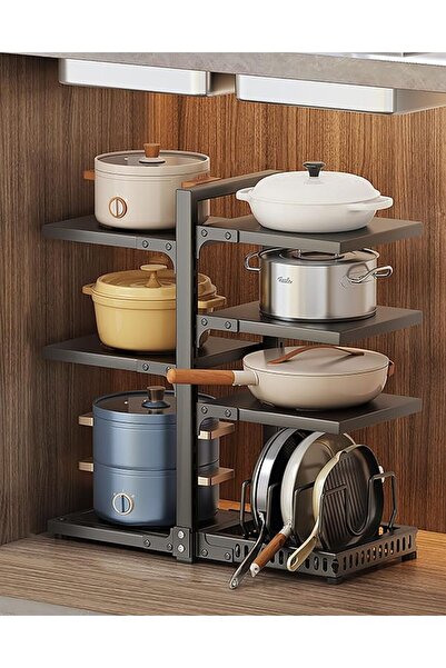 ALMEKAQUZ Pots and Pans Organizer for Cabinet,Standing Pots Storage Rack,Adju...