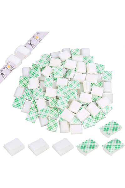Generic 100 PCS Light Strip Mounting Clips White Self Adhesive Led Light Fast...