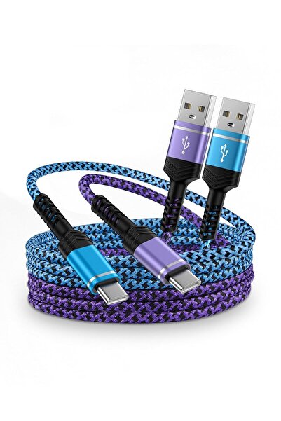 Generic كابل USB A إلى USB C (عبوة من قطعتين)، سلك شحن سريع USB-C بطول 1.8 مت...
