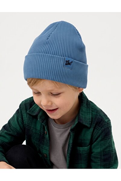 MiniKids Caciula baietei What!, albastru pal