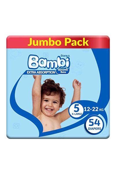 Sanita Bambi Baby Diaper Jumbo Pack Size 5 Extra Large 12-22 kg 54 pcs