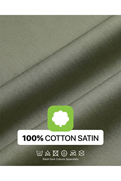 Elega Decor 210TC Cotton Satin King Solid Bed Sheet Set 3PC | Soft Breathable Satin Flat Sheet 274x260 cm | 2 pillowcase 50x75 cm | OEKO-TEX & ECAS Certified