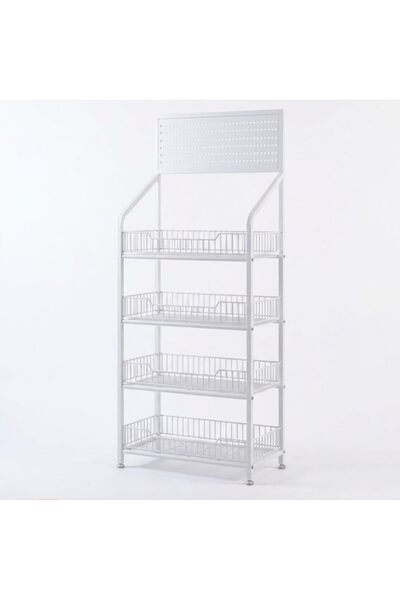 GENERAL Heavy-Duty 4-Tier Metal Utility Cart with Top Panel white